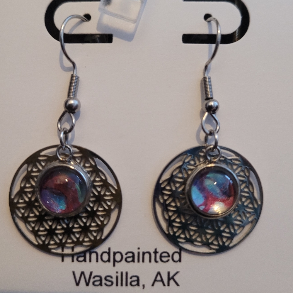 Handpainted glass earrings
